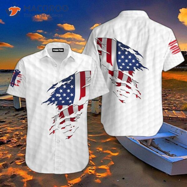 American Flag Hawaiian Golf Shirts