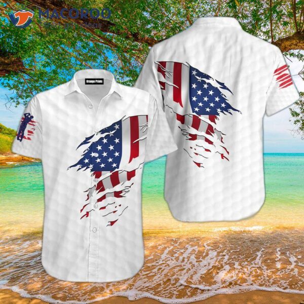 American Flag Hawaiian Golf Shirts