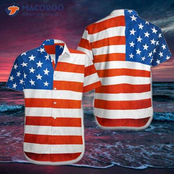 American Flag Hawaiian-Style Shirt