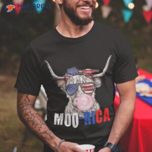 American Flag Highland Cow Moo Rica 4th Of July Independence Shirt