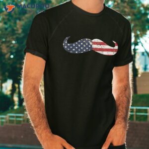 american flag mustache 4th of july gift for boys shirt tshirt