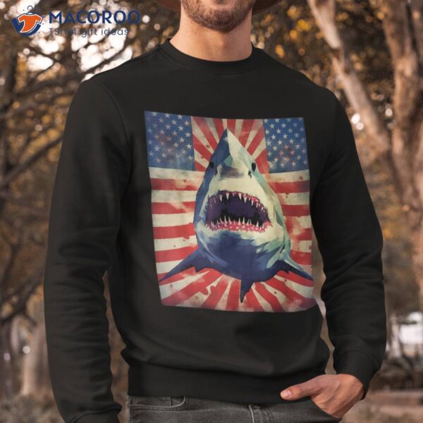 American Flag Patriotism And Freedom Great White Shark Shirt