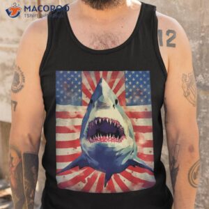 american flag patriotism and freedom great white shark shirt tank top