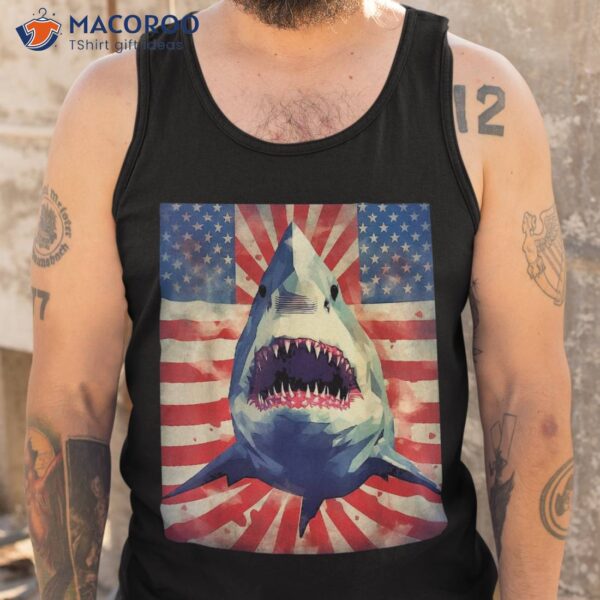 American Flag Patriotism And Freedom Great White Shark Shirt