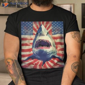 American Flag Patriotism And Freedom Great White Shark Shirt