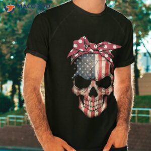 american flag skull headband patriotic 4th of july tshirt tshirt