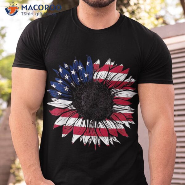 American Flag Sunflower 4th Of July Independence Usa Day Shirt