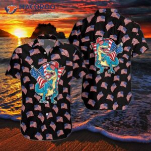 american flag tyrannosaurus rex hawaiian shirt 0