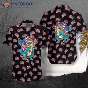 american flag tyrannosaurus rex hawaiian shirt 3