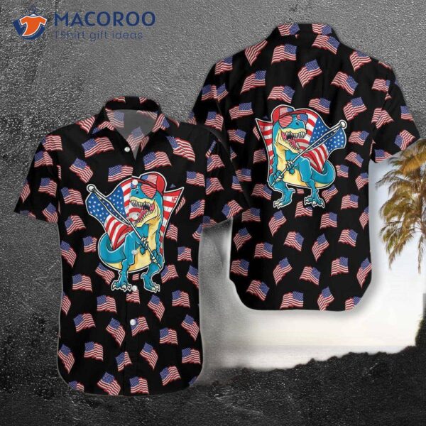 American Flag Tyrannosaurus Rex Hawaiian Shirt