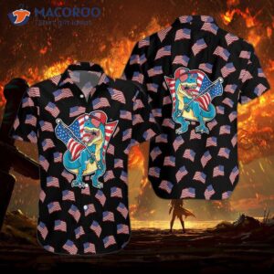 american flag tyrannosaurus rex hawaiian shirt 4