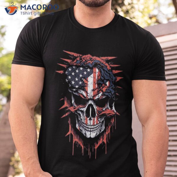 American Flag Usa America Us Creepy Skull Shirt