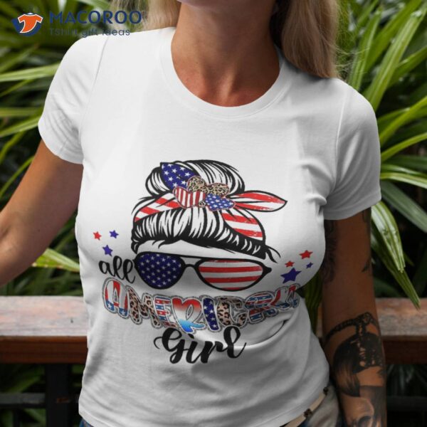 American Girl Life Messy Bun 4th Of July Patriotic Usa Shirt