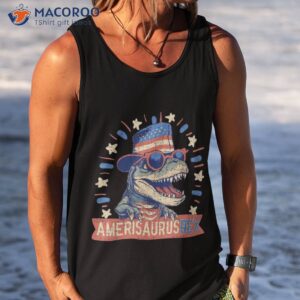 amerisaurus rex funny dinosaur american flag 4th of july shirt tank top