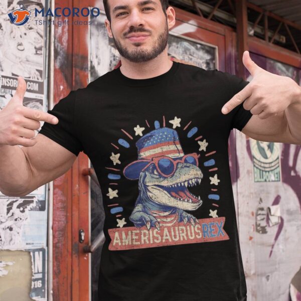 Amerisaurus Rex Funny Dinosaur American Flag 4th Of July Shirt