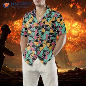 angry shark seamless pattern hawaiian button up shirt for adults print 4