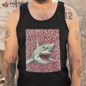 aquatic illusion hypnotic op art great white shark design shirt tank top