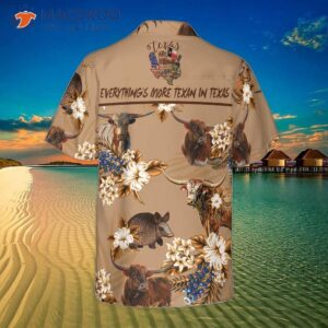 Armadillo And Longhorn Texas Hawaiian Shirt For , Everything’s More Texan In Texas, Proud State Flag