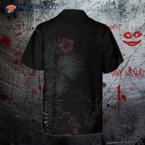 artistic gothic skull with flowers goth hawaiian shirt black shirt for 2