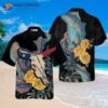 Artistic Longhorn Skull Texas Hawaiian Shirt For , Black, Royal Gold, And Rose Shirt; Bluebonnet Proud Texans