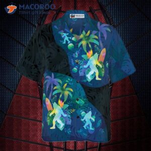 artistic summer bigfoot hawaiian shirts for black and blue sasquatch 2