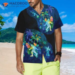 artistic summer bigfoot hawaiian shirts for black and blue sasquatch 3