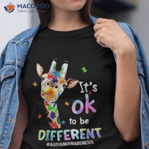 autism awareness acceptance giraffe its ok to be different shirt tshirt