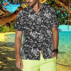 auto mechanic seamless pattern hawaiian shirt 4