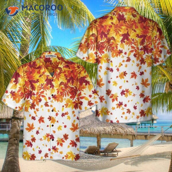 Autumn Leaves On A White Thanksgiving Hawaiian Shirt, Unique Gift For Day