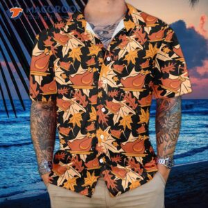 autumnal leaves and turkey meat hawaiian shirt best gift for thanksgiving day 1