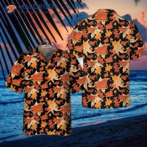 autumnal leaves and turkey meat hawaiian shirt best gift for thanksgiving day 2