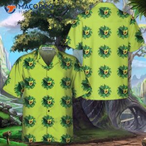 Avocado On A Light Green Hawaiian Shirt, Funny Short Sleeve Print Shirt