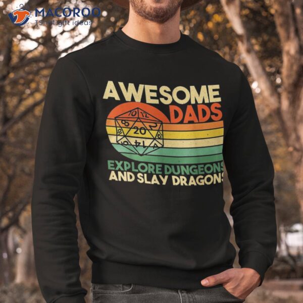 Awesome Dads Explore Dungeons Dm Rpg Dice Dragon Shirt