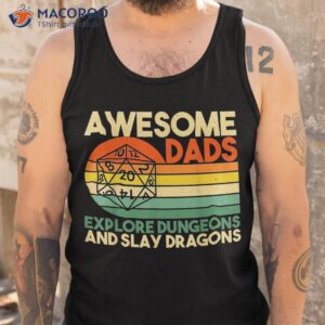awesome dads explore dungeons dm rpg dice dragon shirt tank top