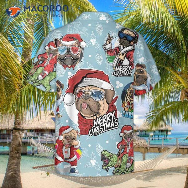 Awesome Xmas Pug Party Christmas Hawaiian Shirt, Funny Gift For Lover