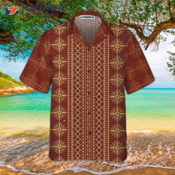 Aztec Geometric Vintage Pattern Native American Hawaiian Shirt, Cool Indian Shirt