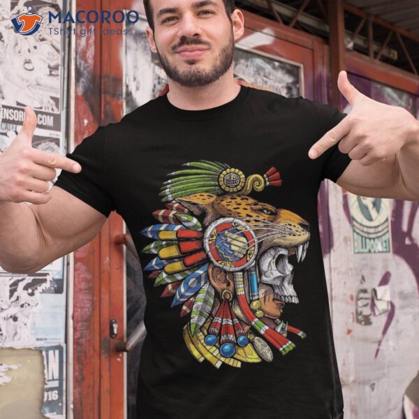 Aztec Skull Jaguar Warrior Mask Mayan Shirt