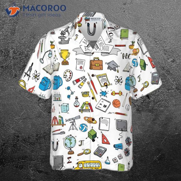 Back-to-school Hand-drawn Doodle Style School Hawaiian Shirt