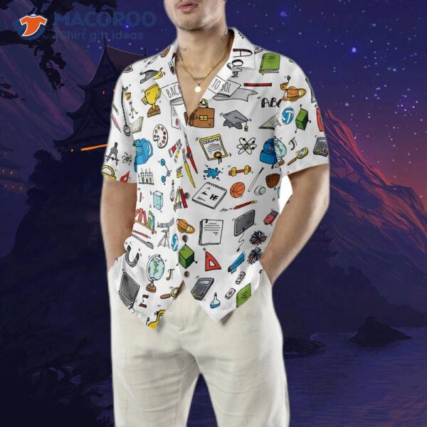 Back-to-school Hand-drawn Doodle Style School Hawaiian Shirt