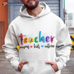 Back To School Teachers Crayons Kids Caffeine Teacher Funny Shirt