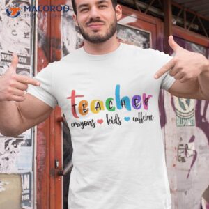 back to school teachers crayons kids caffeine teacher funny shirt tshirt 1