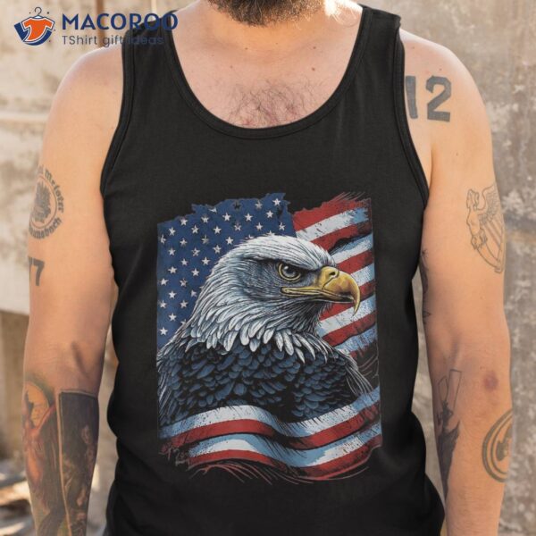 Bald Eagle Proud Patriotic American Us Flag 4th Of July Shirt