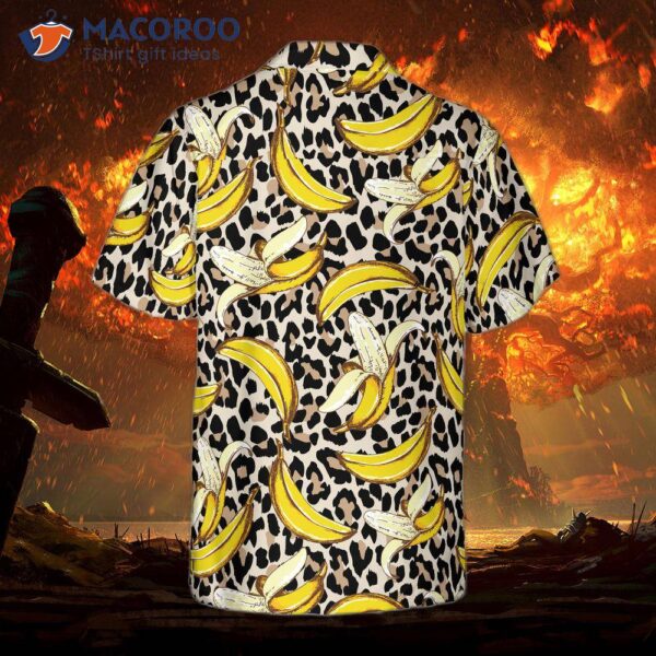 Banana-printed Hawaiian Shirt With A Leopard Pattern