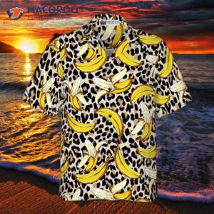 banana printed hawaiian shirt with a leopard pattern 2