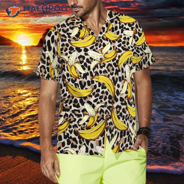 Banana-printed Hawaiian Shirt With A Leopard Pattern