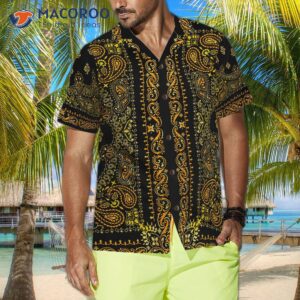 barber style gold hawaiian bandana shirt 2