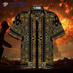 barber style gold hawaiian bandana shirt 3