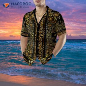 barber style gold hawaiian bandana shirt 4