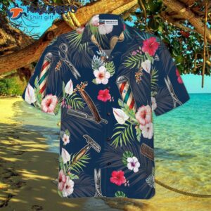barber tool tropical pattern hawaiian shirt 2