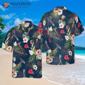 barber tool tropical pattern hawaiian shirt 3